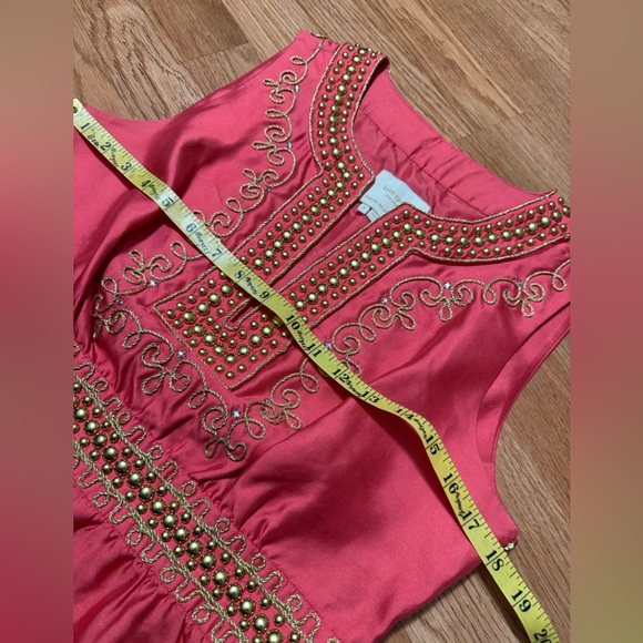 Kate Spade Embellished Silk Blend Dress coral 6 - Picture 9 of 12